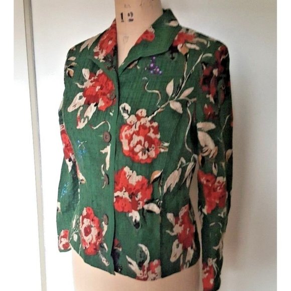 Vintage Koret Cottagecore and grannycore floral cotton blazer jacket - Picture 3 of 12